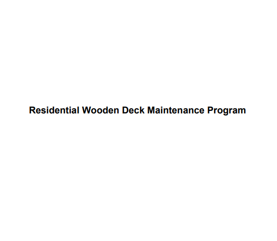 Cover page of a residential wooden deck maintenance program